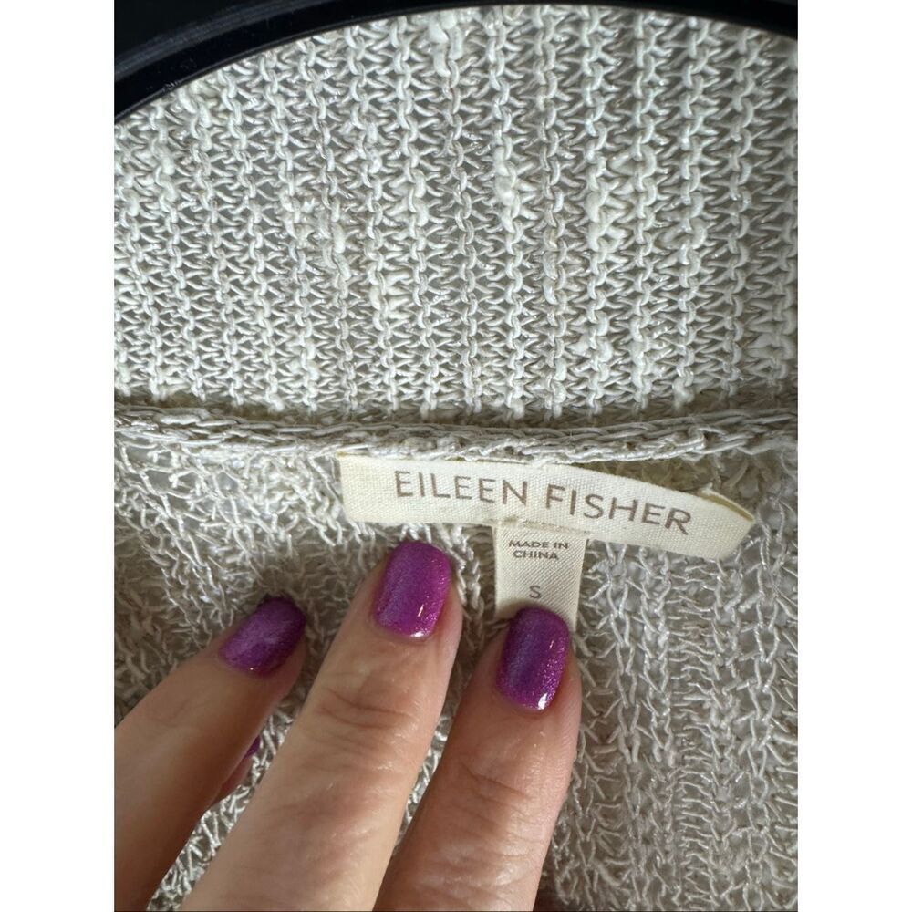Eileen Fisher Womens Cream Cardigan Linen Blend Sweater Size Small - Picture 2 of 4